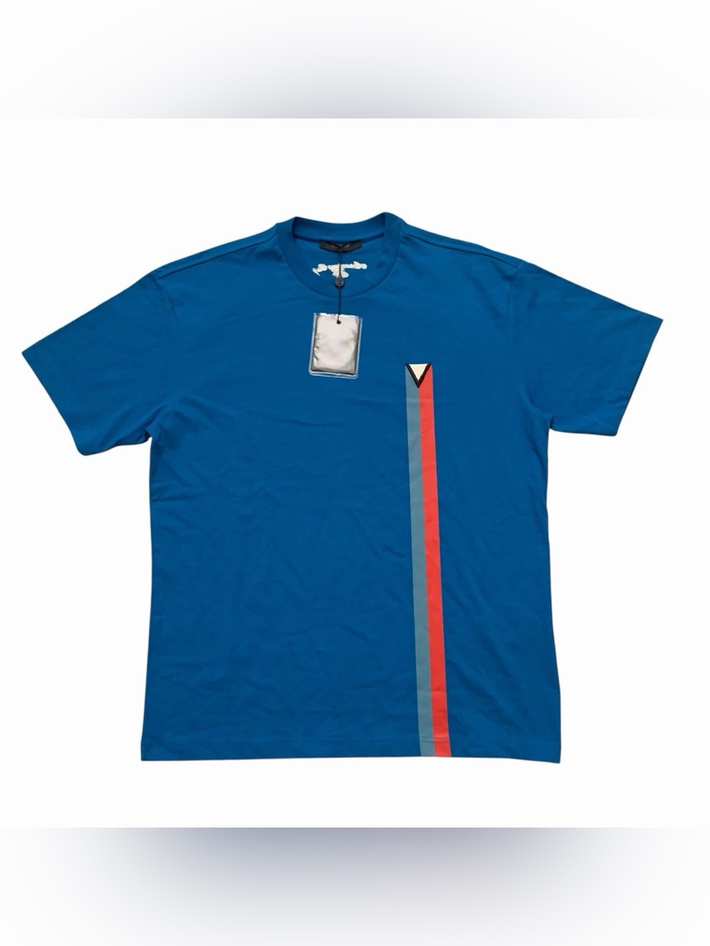 Louis Vuitton Blue Monogram Short Sleeve Tee with Stripe